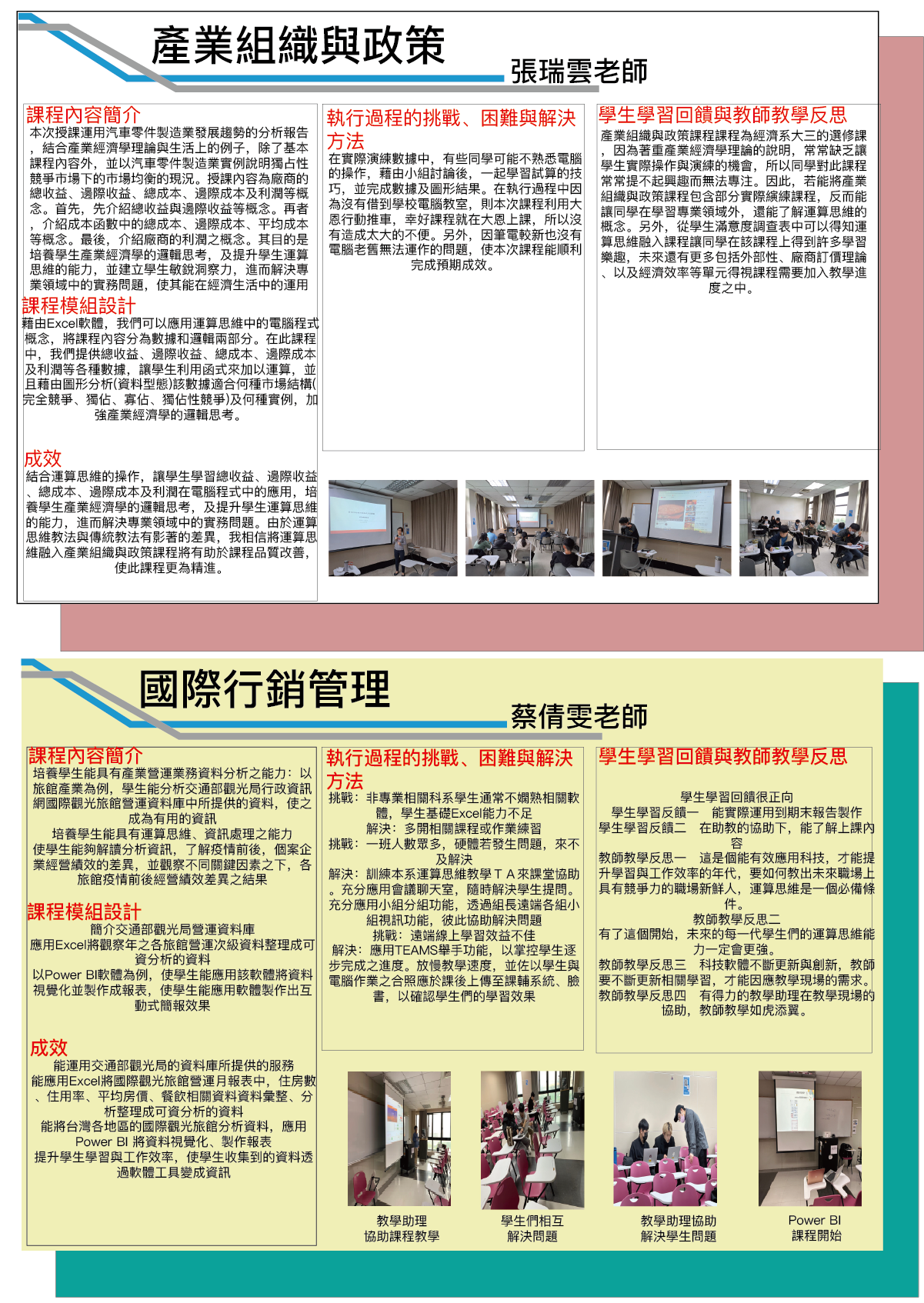 張瑞雲老師(產業組織與政策)蔡倩雯老師(國際行銷管理)
